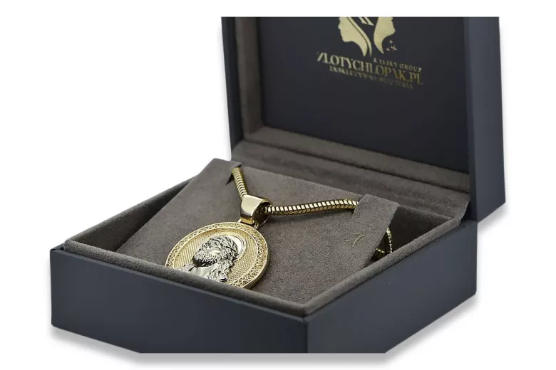 Jezus medallion & 14k gold hammer chain pj005yw20&cc047yw60