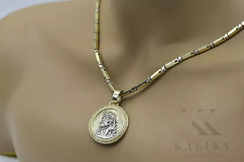 Jezus medallion & 14k gold hammer chain pj005yw20&cc047yw60