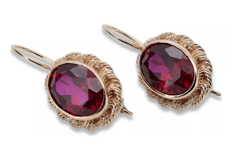 Estilo vintage Pendientes Ruby Original 14K Rose Gold vec007r