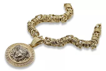 Griechischer Quallenanhänger aus 14 Karat Gold mit Kette cpn053yw&cfc023y