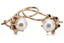 Vintage rose pink pink 14k 585 gold pearl earrings vepr003 Vintage