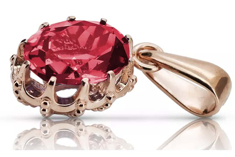 Rosa vintage 14k 585 oro ruby colgante vpc008