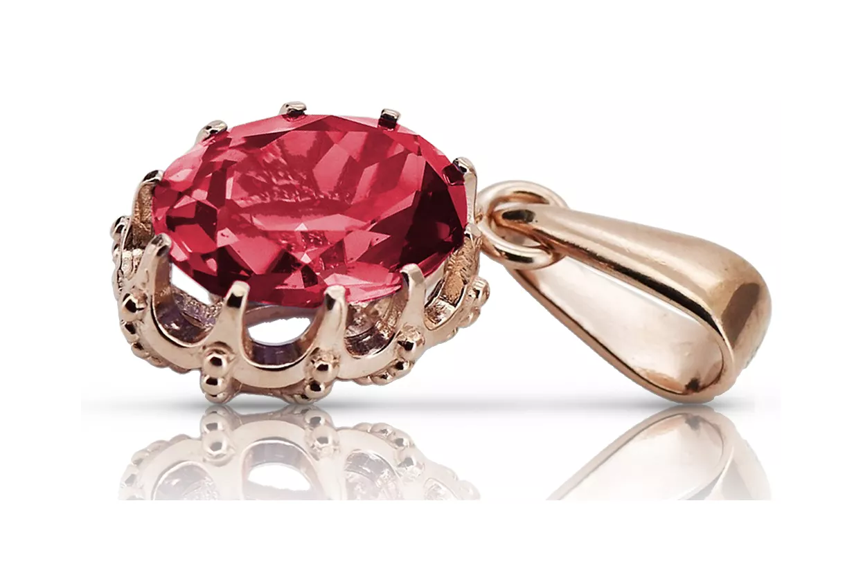 Rosa vintage 14k 585 oro ruby colgante vpc008