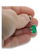 Vintage rose 14k 585 gold emerald pendant vpc008