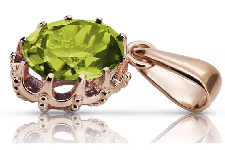 Rosa vintage 14k 585 oro peridot colgante vpc008