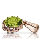 Rosa vintage 14k 585 oro peridot colgante vpc008