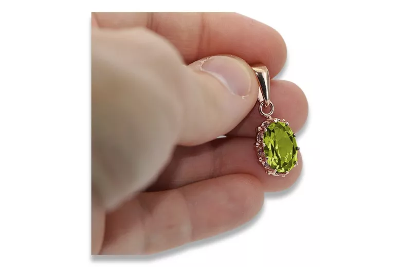 Rosa vintage 14k 585 oro peridot colgante vpc008