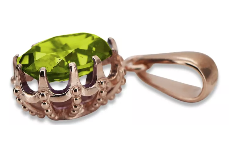 Vintage rožė 14k 585 aukso peridotas pakabalas vpc008