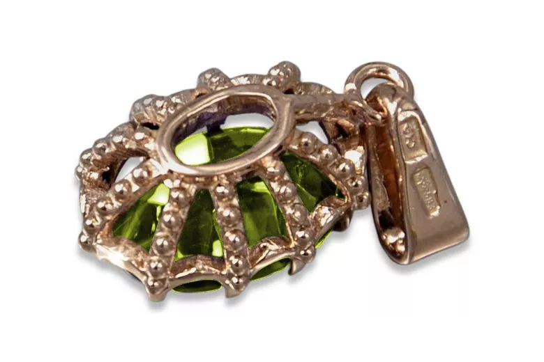 Vintage rožė 14k 585 aukso peridotas pakabalas vpc008