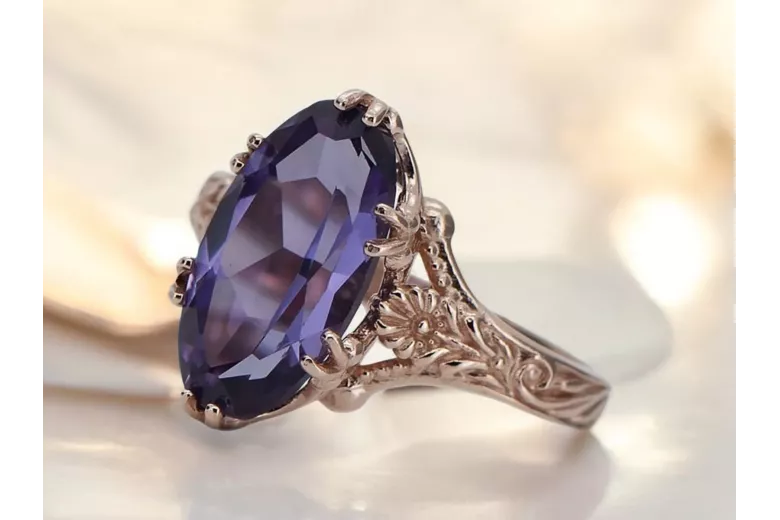 Russian Soviet rose 14k 585 gold Alexandrite Ruby Emerald Sapphire Zircon ring  vrc014