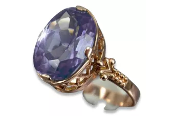Ruso Soviet rosa 14k 585 oro Alejandrita Rubí Esmeralda Zafiro Zircón anillo vrc224