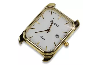 Amarillo oro de 14k 585 blanco esfera reloj hombres Geneve mw001y