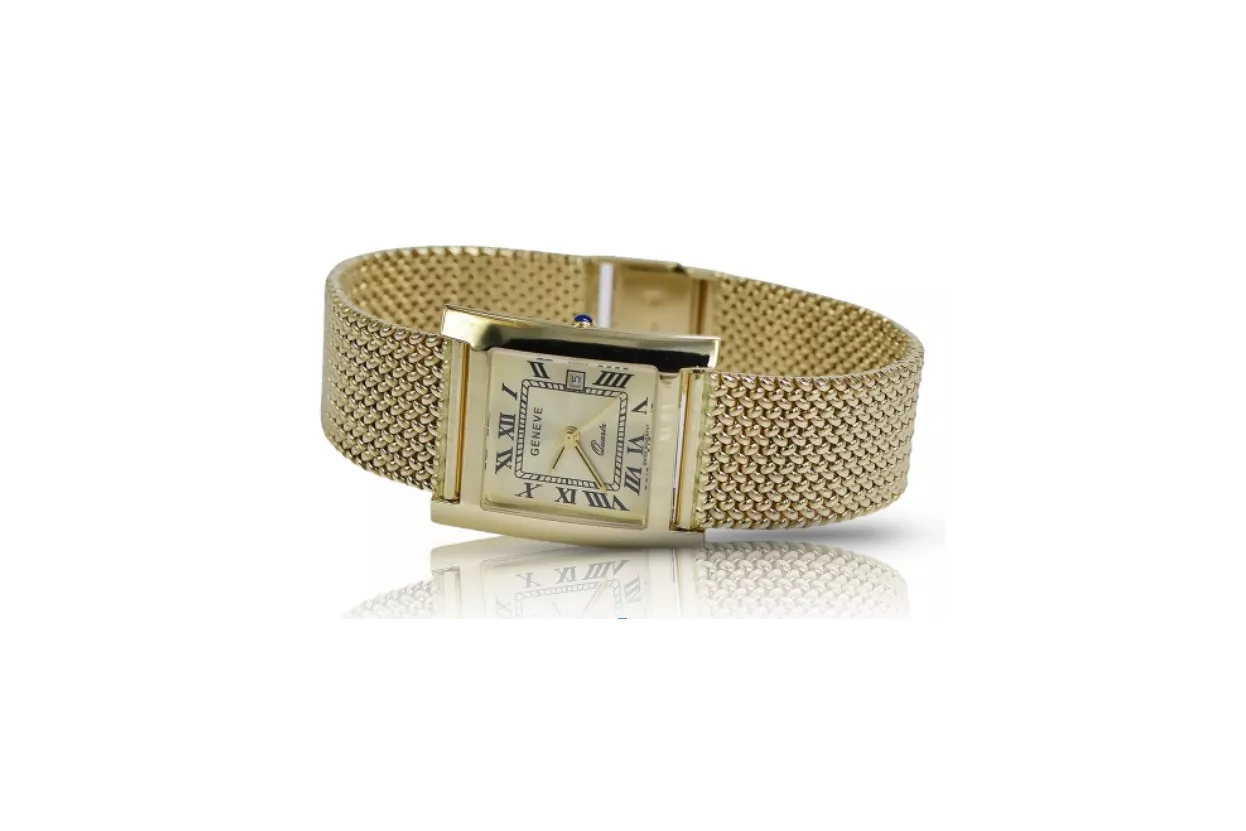 Gold men's watch Geneve ★ zlotychlopak.pl ★ Gold purity 585 333 Low Price!