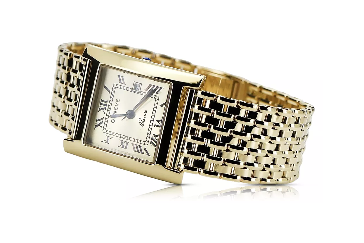 Gold men's watch Geneve ★ zlotychlopak.pl ★ Gold purity 585 333 Low Price!