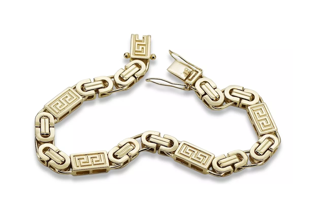 Gelbgold 14 K 585 Byzantinisches griechisches Armband cb050y