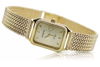 Amarillo 14k 585 oro Lady Geneve reloj de muñeca lw023y pllbw003y17cm