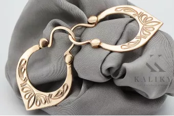 Rosa vintage rosa 14k 585 oro Pendientes de Gipsia vintage ven176