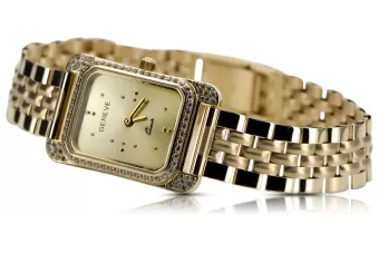 Zlaté hodinky s dámským náramkem 14k Ženeve LW054YDG & LBW008Y