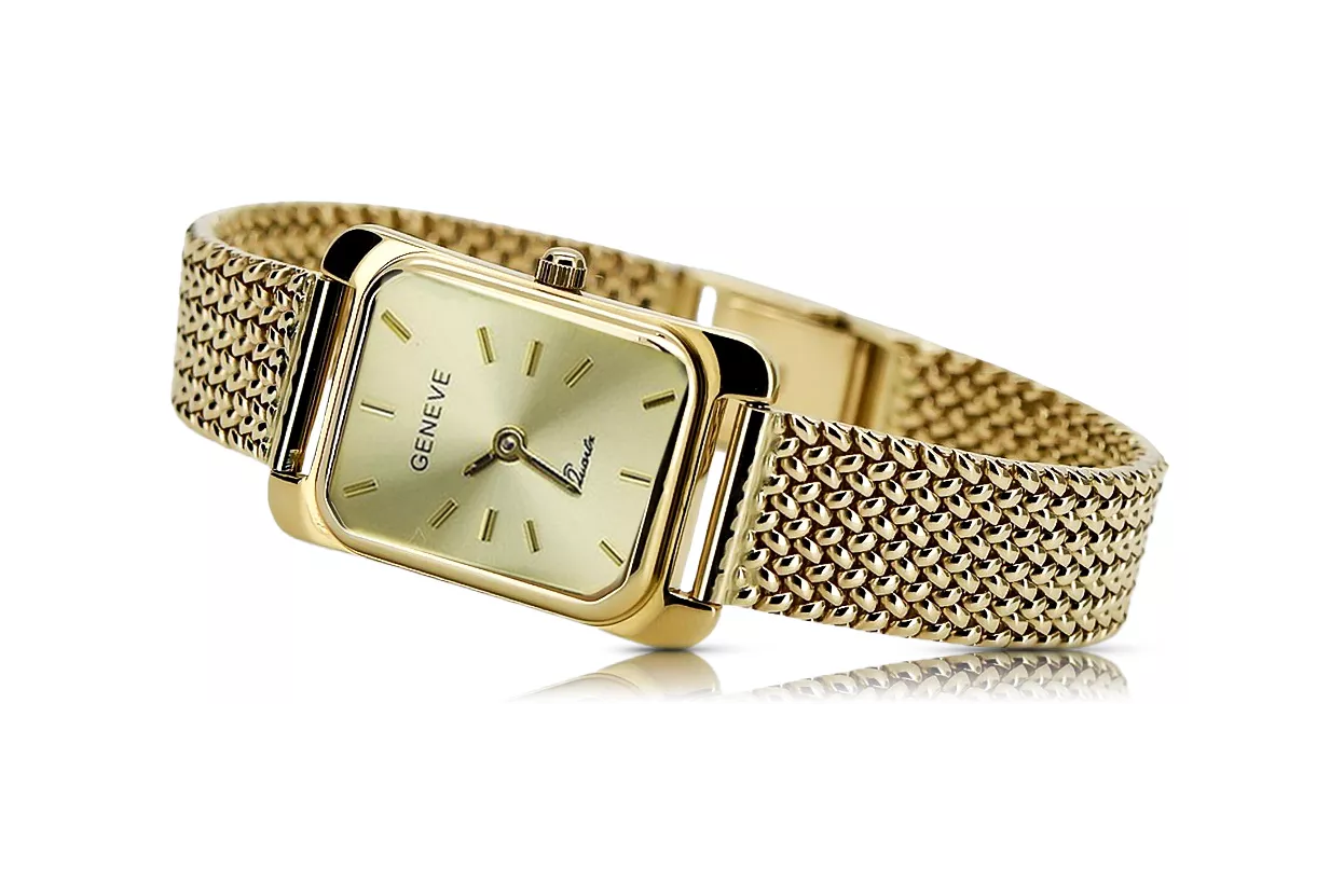 Gold men's watch Geneve ★ zlotychlopak.pl ★ Gold purity 585 333 Low Price!