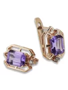 Rose pink 14k 585 gold alexandrite earrings vec016 Vintage Russian Soviet style