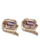 Rose pink 14k 585 gold alexandrite earrings vec016 Vintage Russian Soviet style