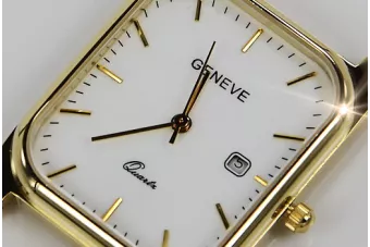 Жовтий 14k золото чоловічий білий диаль Geneve дивитися mw002ydw