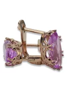 Rose pink 14k 585 gold amethyst earrings vec021 Vintage