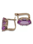 Rose pink 14k 585 gold amethyst earrings vec021 Vintage