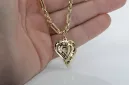 Madre de Dios virgen María colgante de oro de 14k & Corda Figaro chain pm017yM reducidacc004y45