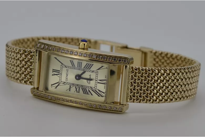 Gold men's watch Geneve ★ zlotychlopak.pl ★ Gold purity 585 333 Low Price!