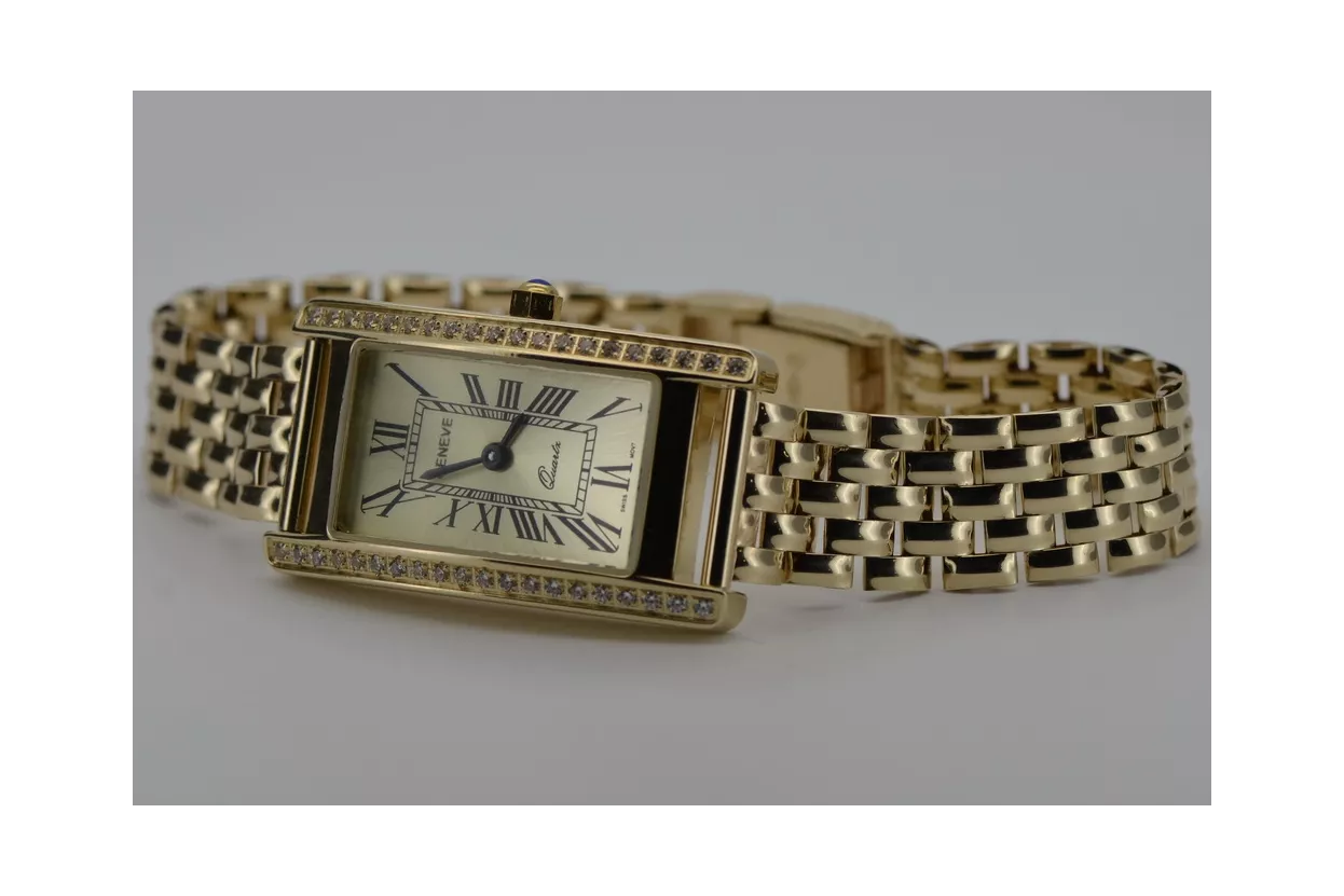 Gold men's watch Geneve ★ zlotychlopak.pl ★ Gold purity 585 333 Low Price!