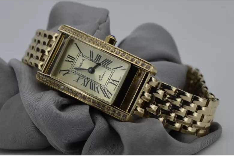 Gold men's watch Geneve ★ zlotychlopak.pl ★ Gold purity 585 333 Low Price!