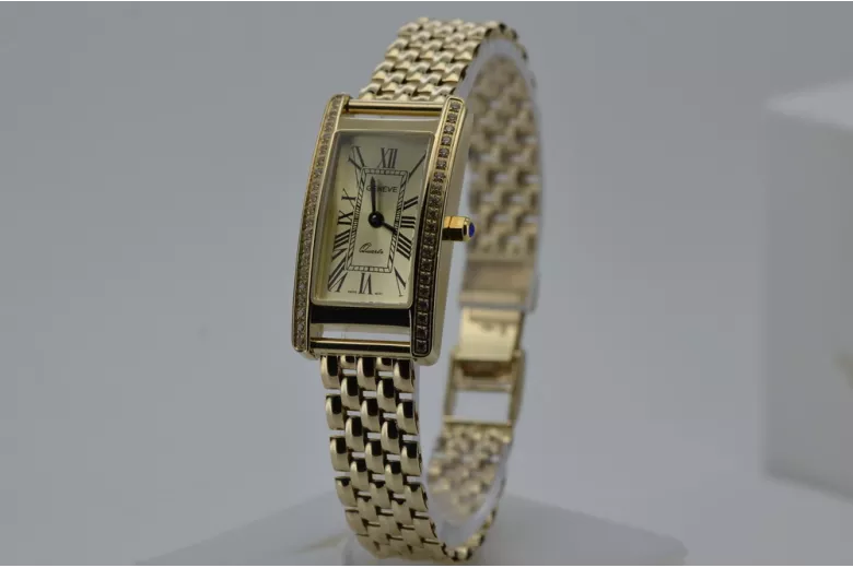 Gold men's watch Geneve ★ zlotychlopak.pl ★ Gold purity 585 333 Low Price!