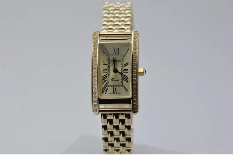 Gold men's watch Geneve ★ zlotychlopak.pl ★ Gold purity 585 333 Low Price!