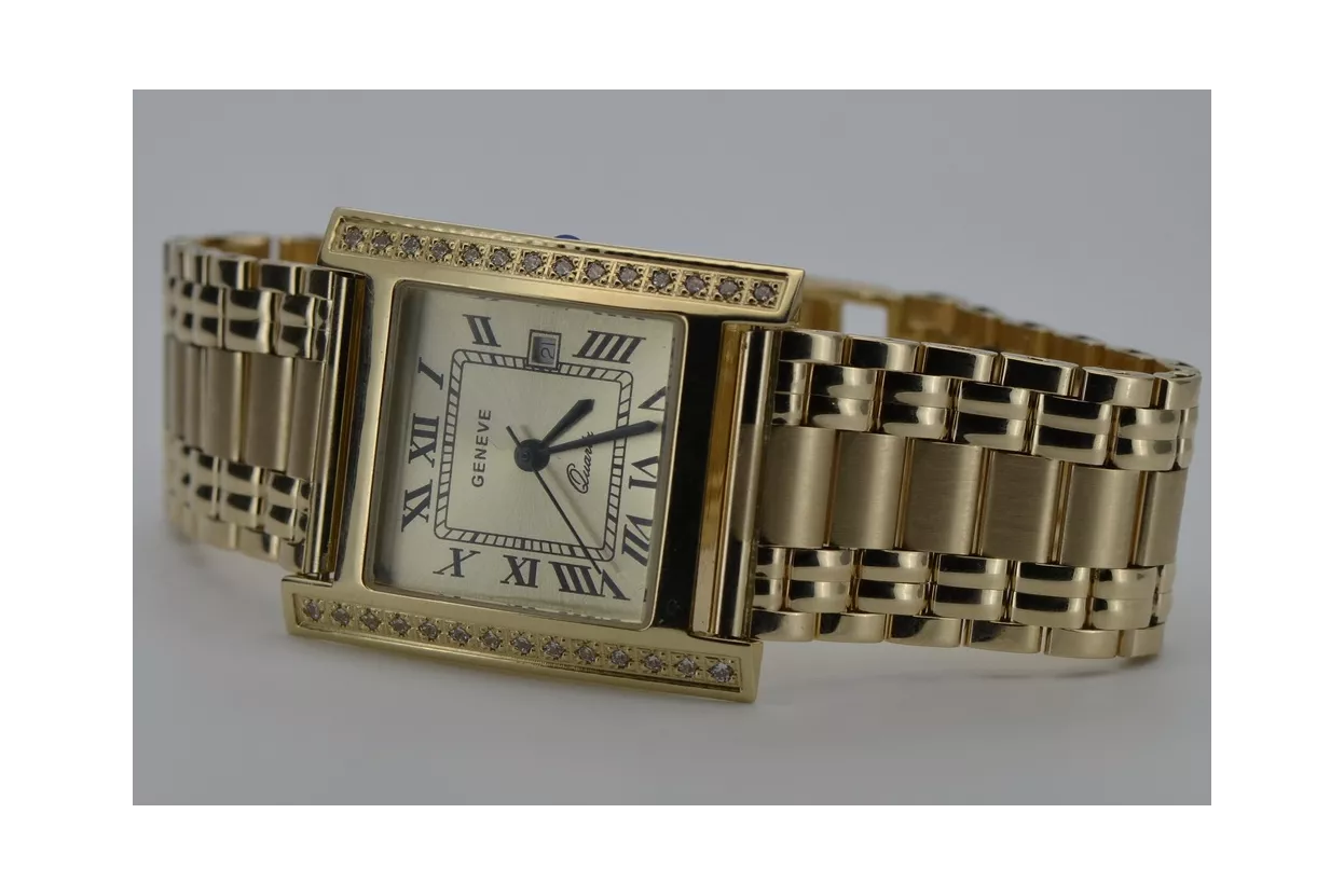 Gold men's watch Geneve ★ zlotychlopak.pl ★ Gold purity 585 333 Low Price!