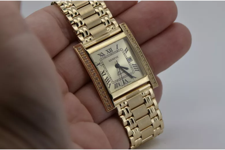 Gold men's watch Geneve ★ zlotychlopak.pl ★ Gold purity 585 333 Low Price!