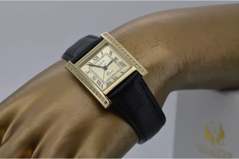 Amarillo 14k 585 oro cuadrado hombre reloj Geneve mw010ydg