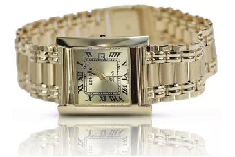 Geltonas 14k auksinis moteriškas laikrodis Geneve mw010ydg&mbw006y-f