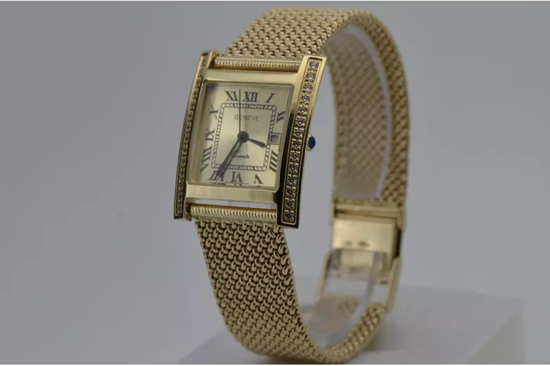 Gold men's watch Geneve ★ zlotychlopak.pl ★ Gold purity 585 333 Low Price!