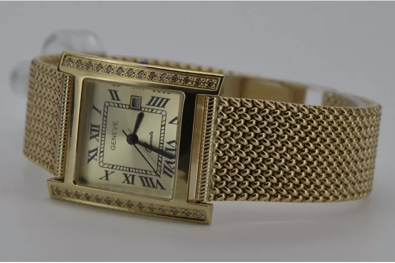 Złoty zegarek 14k 585 damski z bransoletą Geneve mw010ydg&mbw014y-f