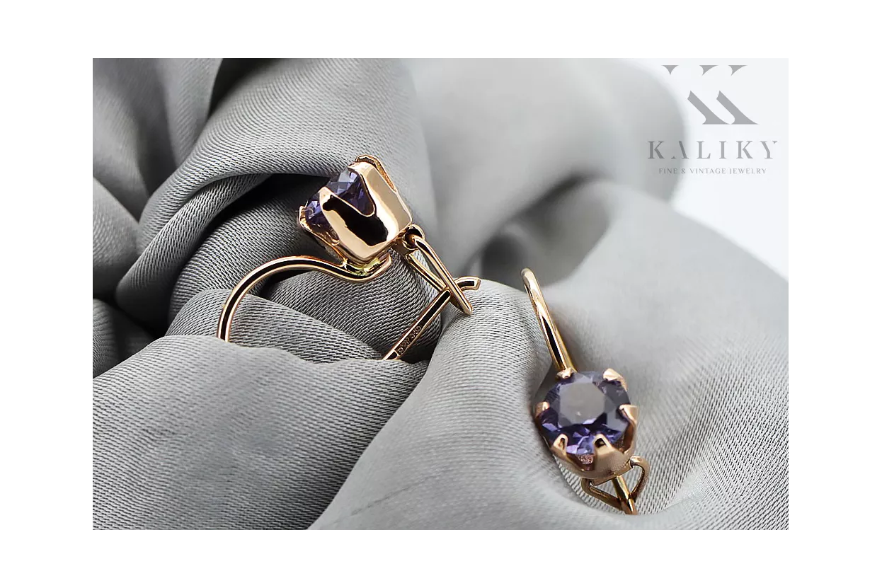 Alexandrite Оригінальний Vintage сережки налаштування 14K Рожеве золото vec056r