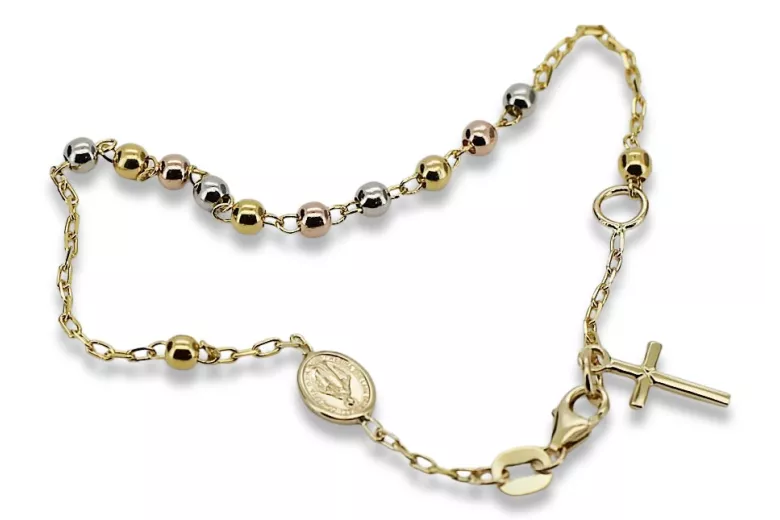 Italian 14k gold rosary 3 color "Dolce Gab" bracelet rbc002ywr