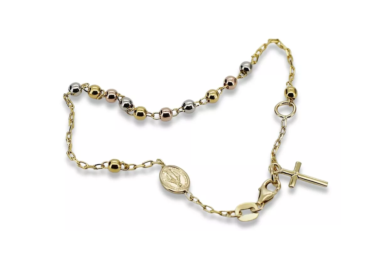 Italian 14k gold rosary 3 color "Dolce Gab" bracelet rbc002ywr