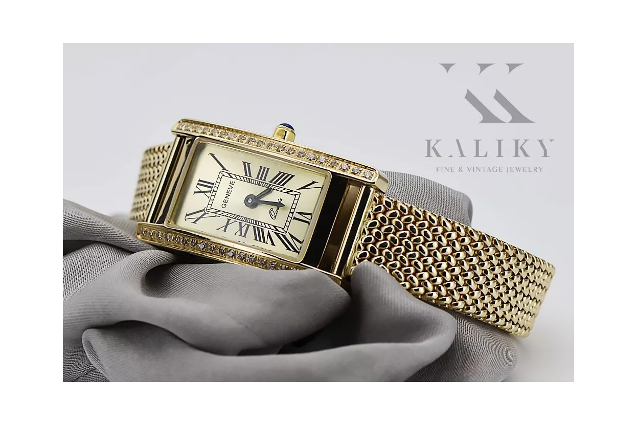 Gold men's watch Geneve ★ zlotychlopak.pl ★ Gold purity 585 333 Low Price!