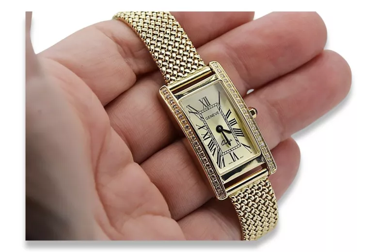 Gold men's watch Geneve ★ zlotychlopak.pl ★ Gold purity 585 333 Low Price!