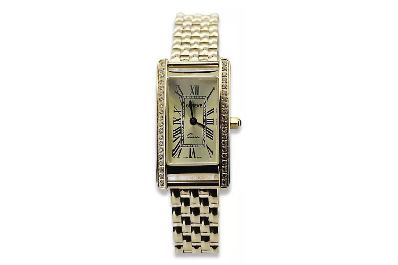 Gold men's watch Geneve ★ zlotychlopak.pl ★ Gold purity 585 333 Low Price!