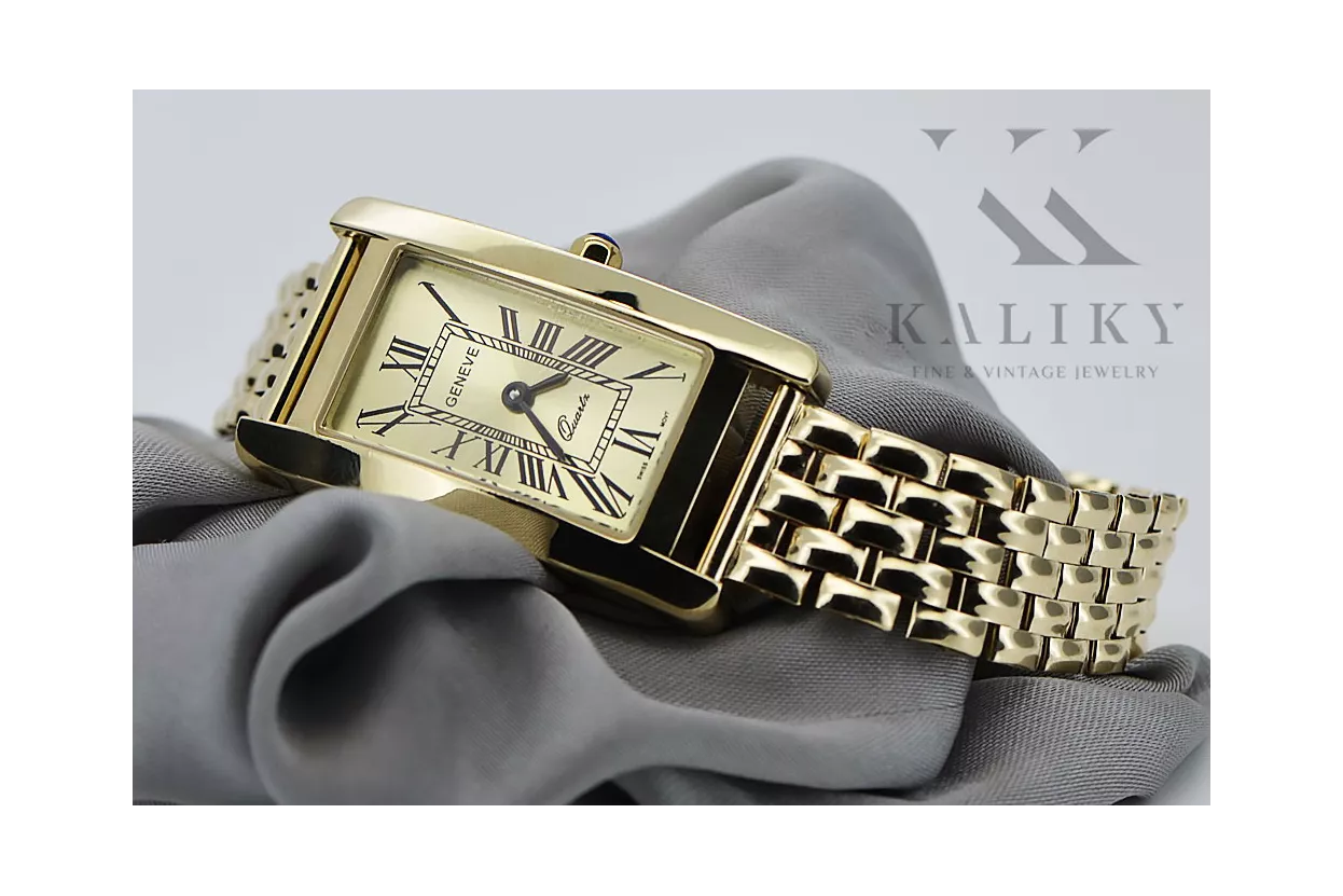 Gold men's watch Geneve ★ zlotychlopak.pl ★ Gold purity 585 333 Low Price!