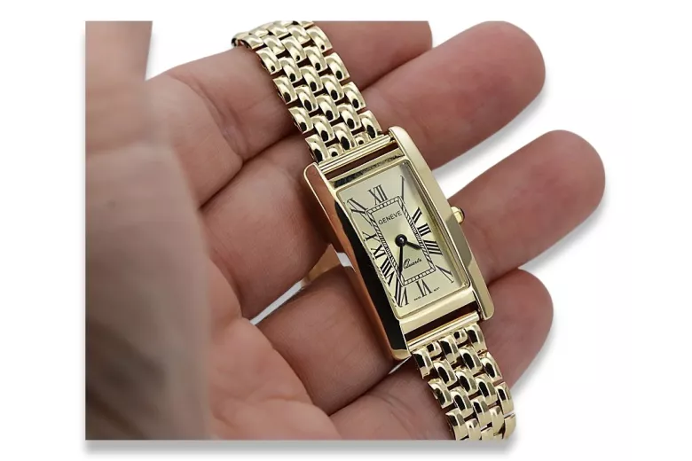 Gold men's watch Geneve ★ zlotychlopak.pl ★ Gold purity 585 333 Low Price!