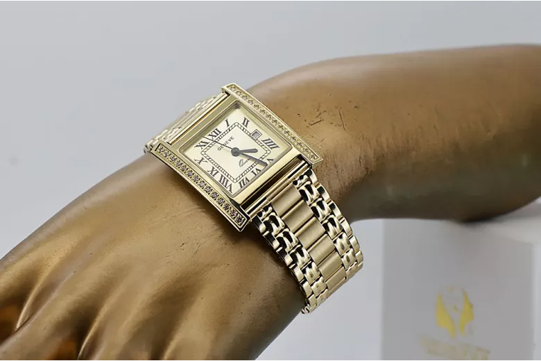 Gold men's watch Geneve ★ zlotychlopak.pl ★ Gold purity 585 333 Low Price!