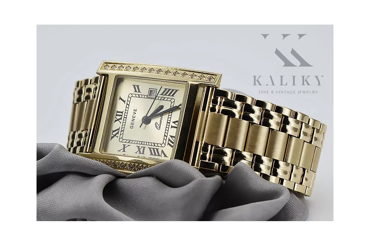 Gold men's watch Geneve ★ zlotychlopak.pl ★ Gold purity 585 333 Low Price!